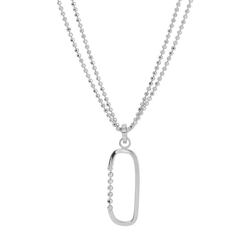 Oval Pendant with Diamond Cut Beaded Accents.