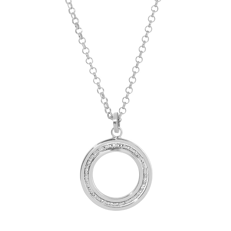 Triple Circle Pendant with Diamond Cut Beaded Accents.