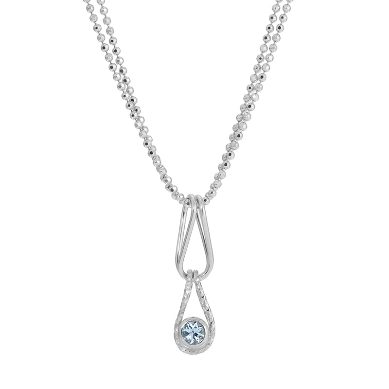 4mm Blue Topaz & Amethyst Double Tear Drop Pendant.