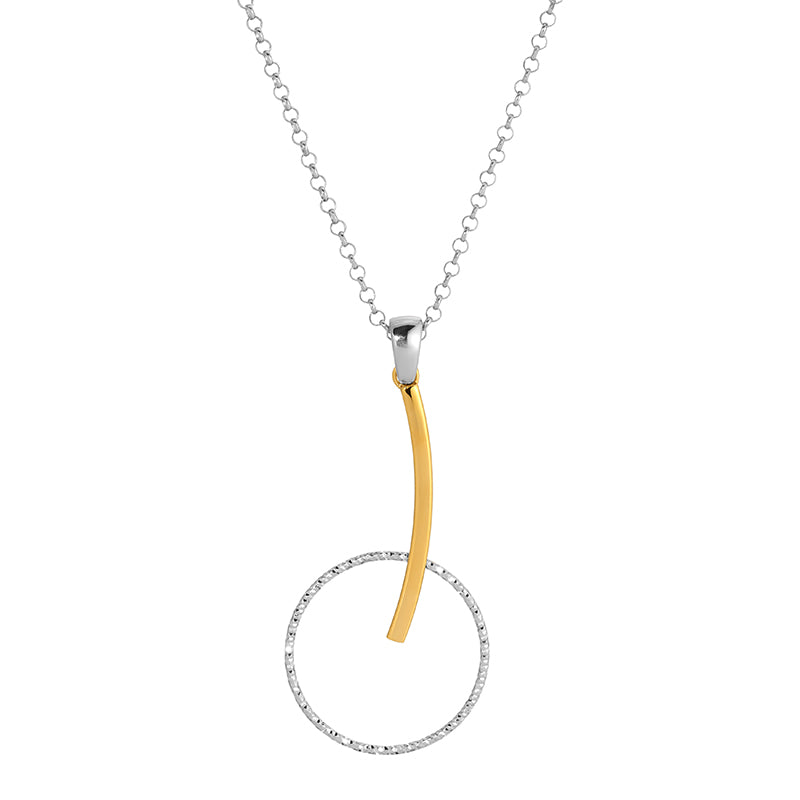 Diamond Cut Circle & Polished Bar Pendant