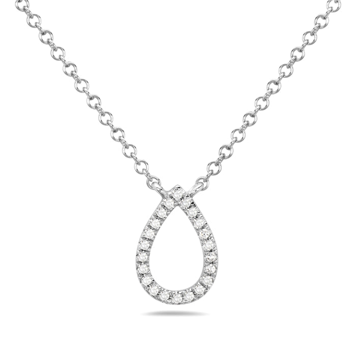 14K White Gold Teardrop Pendant