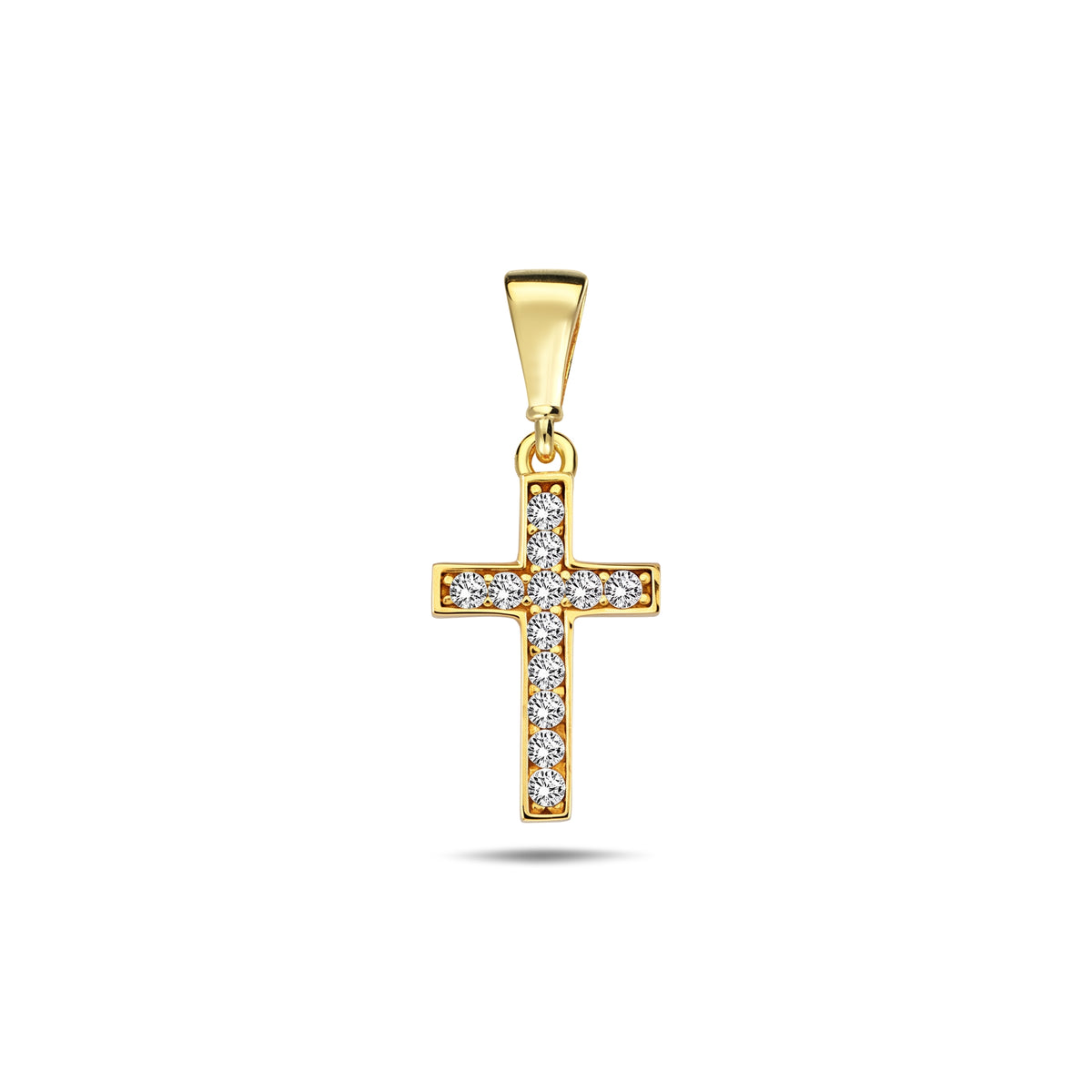 10k Yellow Gold Small Cubic Zirconia Cross Pendant (14.3mm x 8.1mm) - Chain Not Included