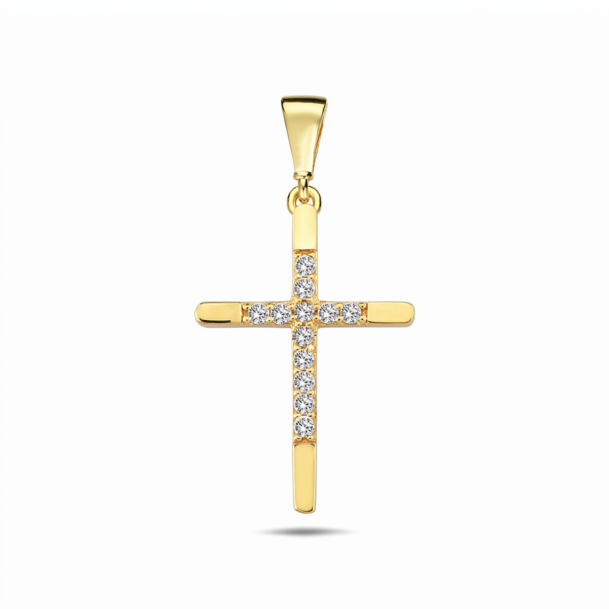 10k Yellow Gold Cubic Zirconia Cross Pendant (23mm x 15mm) - Chain Not Included