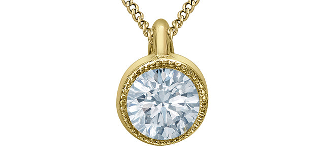 Bezel Set Milgrain Lab-Grown Diamond Pendant, 0.30TDW