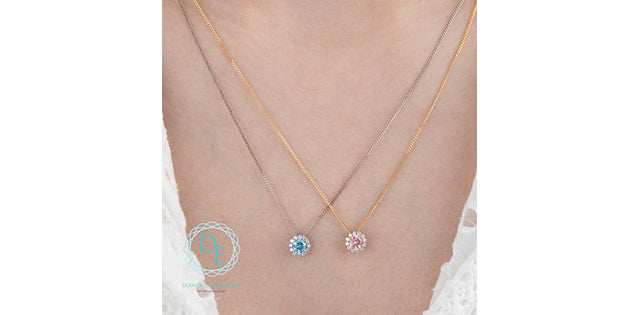 Pink Treated Lab-Grown Diamond Halo Pendant, 0.33TDW