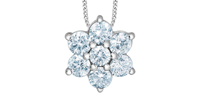 Lab-Grown Flower Diamond Pendant, 0.75TDW