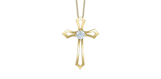 Cross Pendant with Lab-Grown Diamond, 0.20TDW