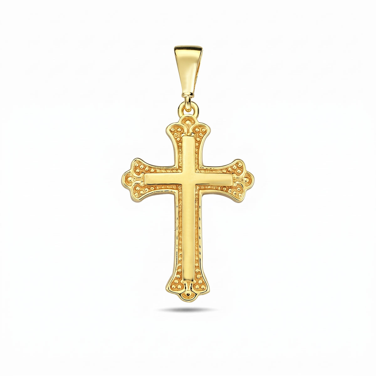 10k Yellow Gold Budded Fleur-de-Lis Cross Pendant (20mm x 12.7mm)