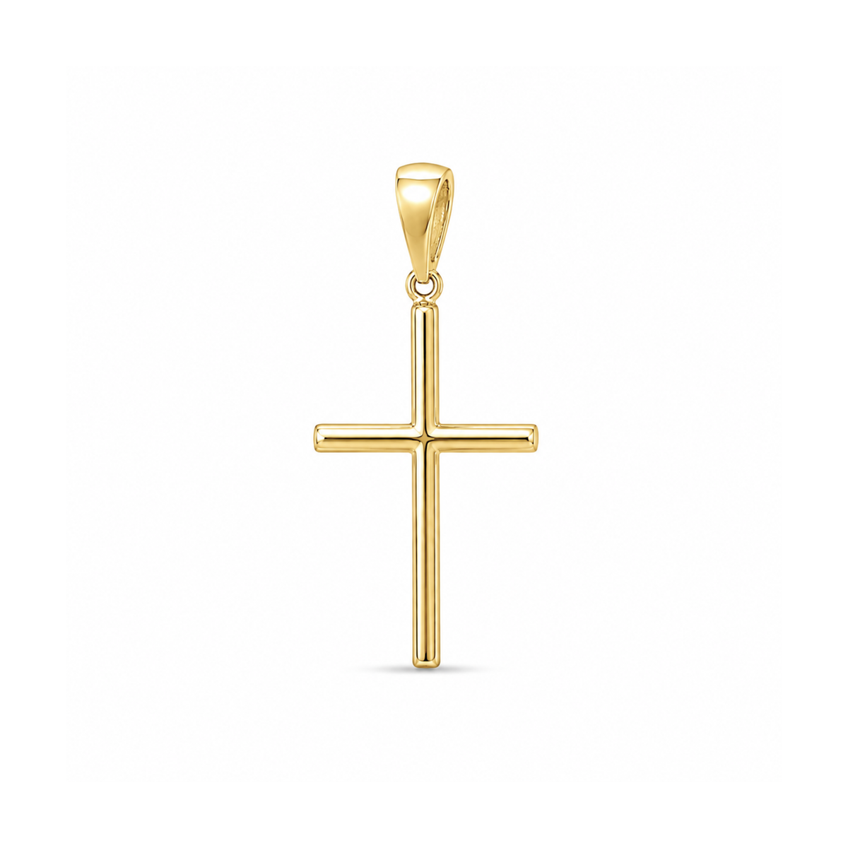 10k Yellow Gold 20mm Tube Cross Pendant