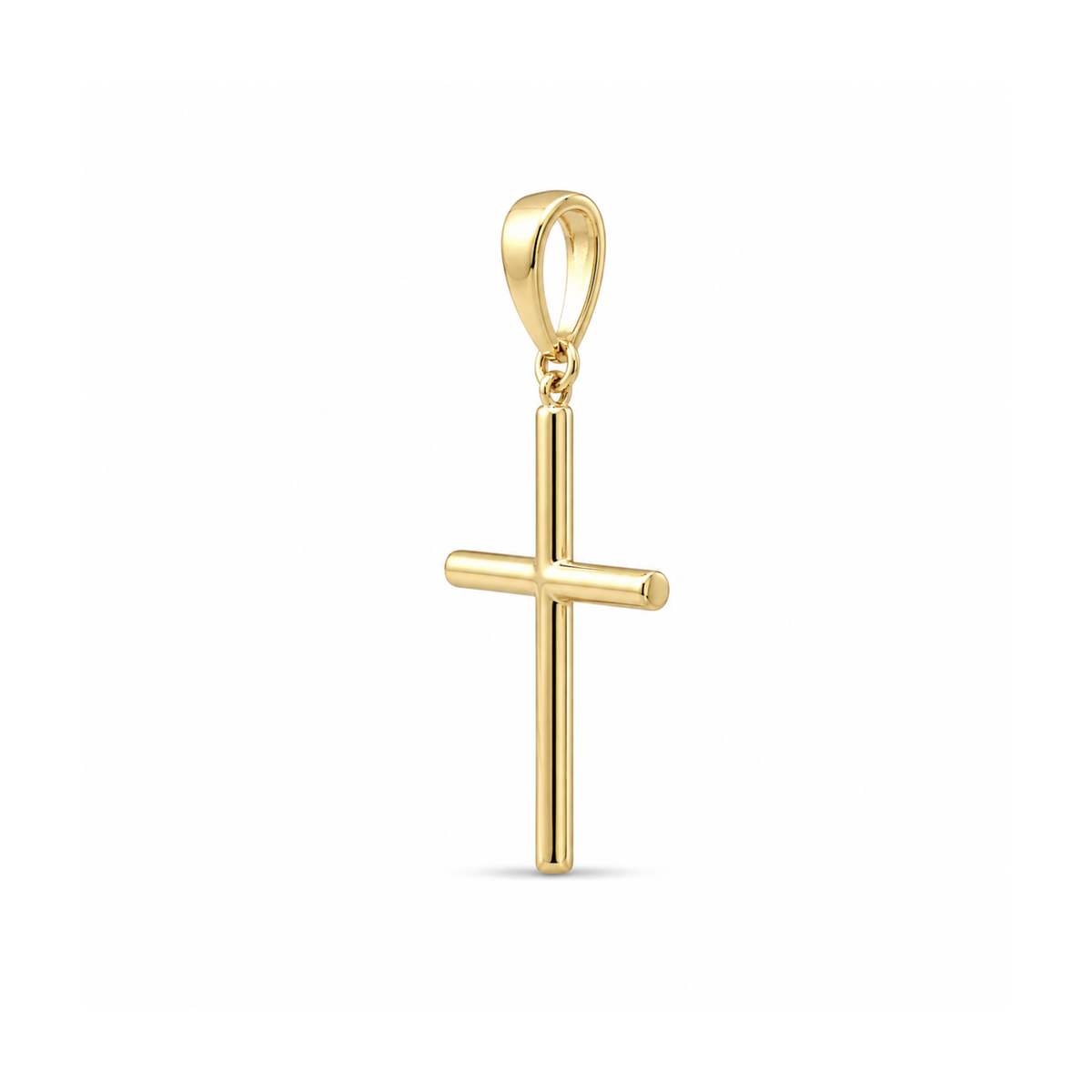 10k Yellow Gold 20mm Tube Cross Pendant