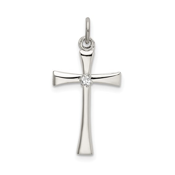 Silver Cross Pendant with CZ Center.