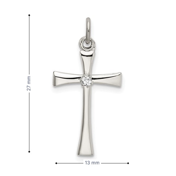Silver Cross Pendant with CZ Center.