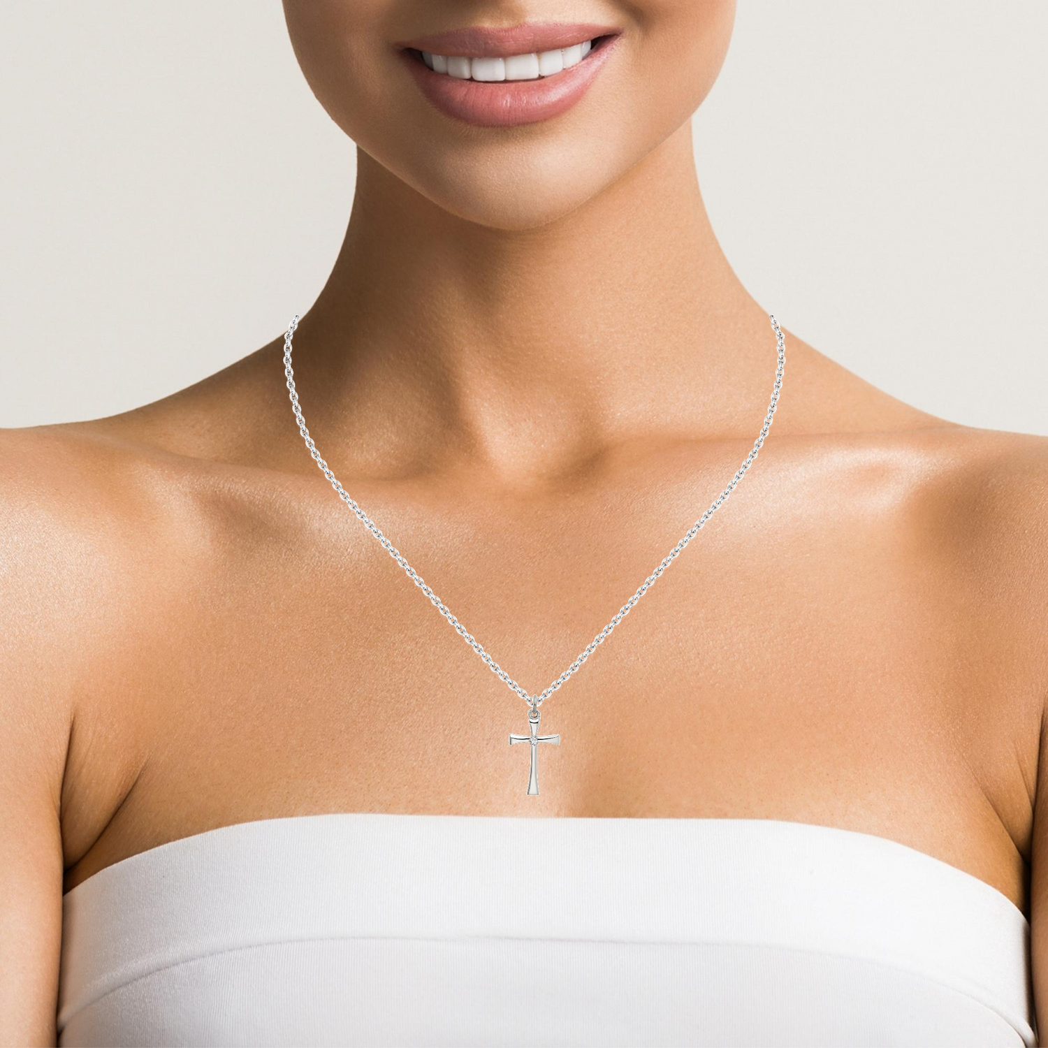 Silver Cross Pendant with CZ Center.