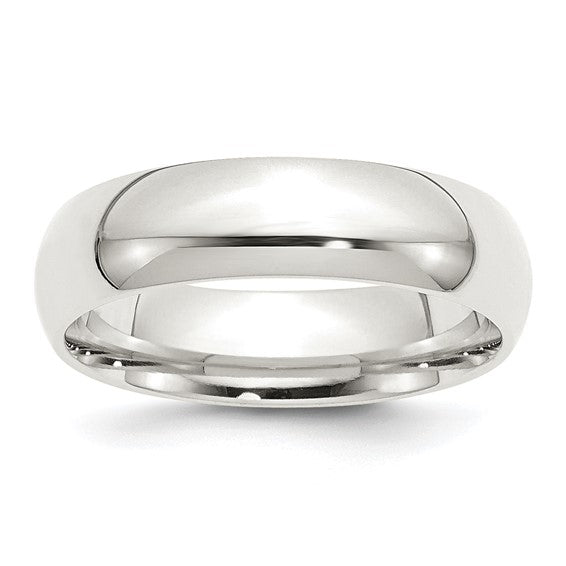 6MM Comfort Fit Sterling Silver Domed Band, size 9.5