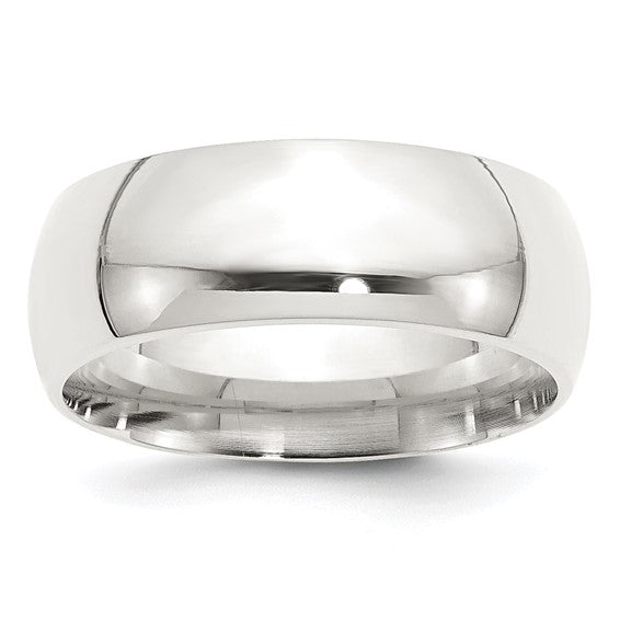 8MM Comfort Fit Sterling Silver Domed Band, size 13.5