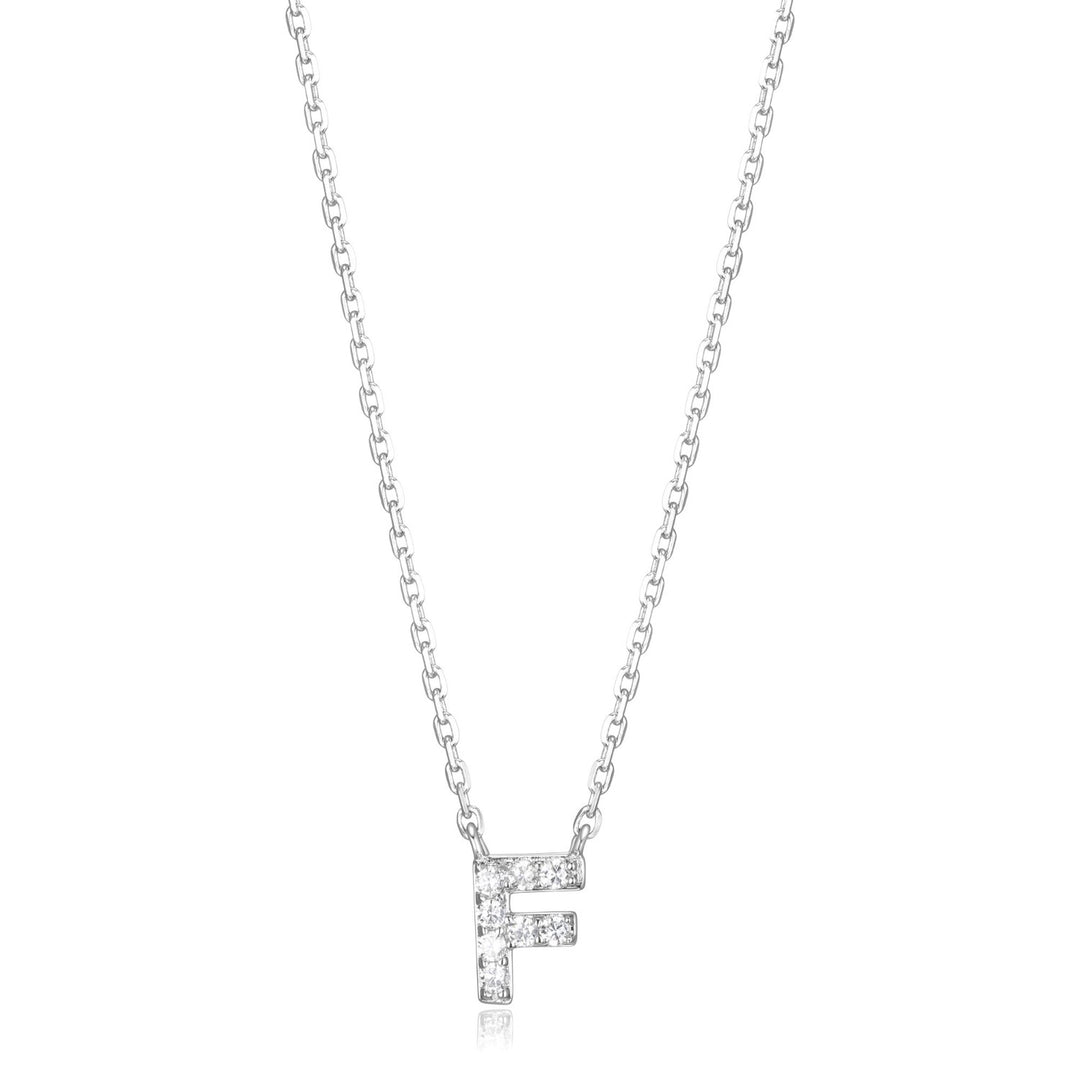 Initial F Necklace with CZ Accents
