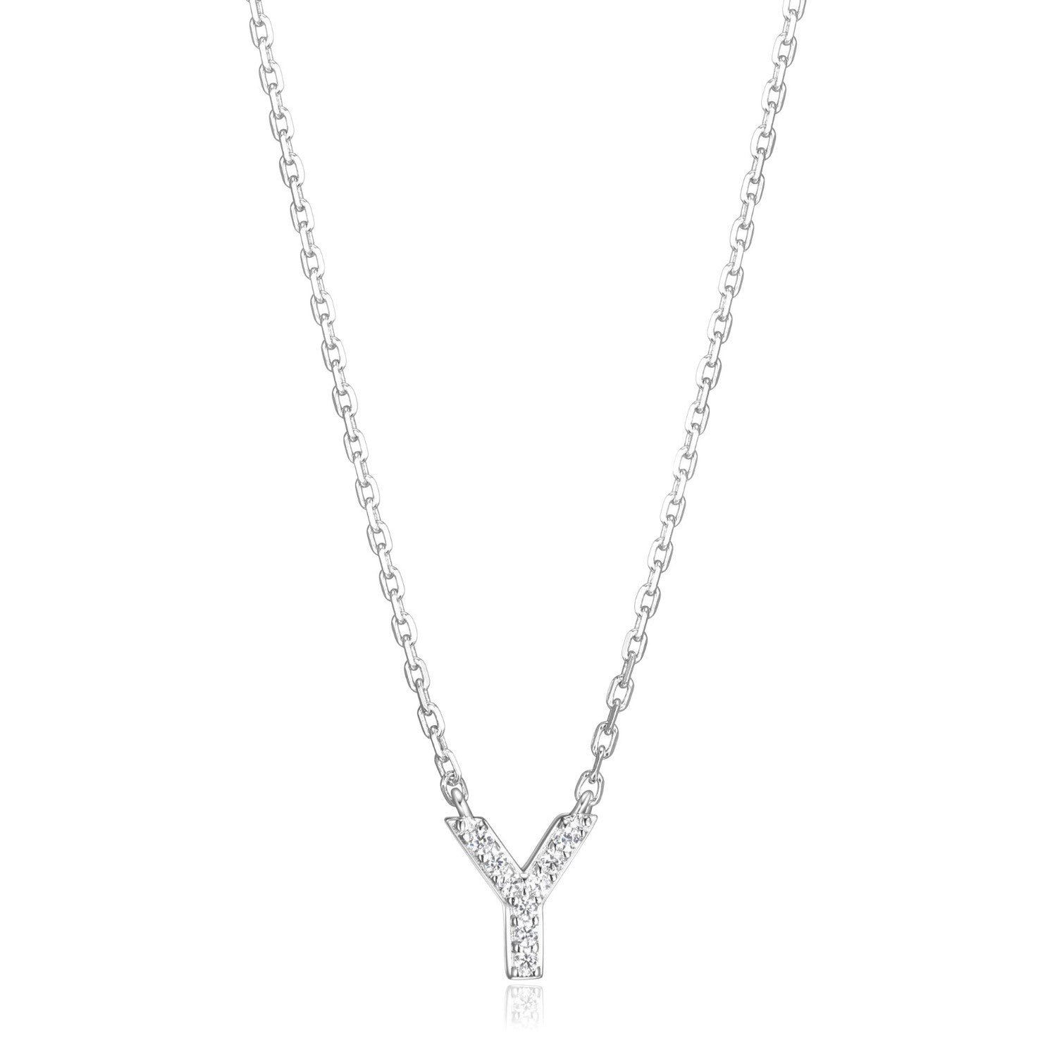 Initial Y Necklace with CZ Accents