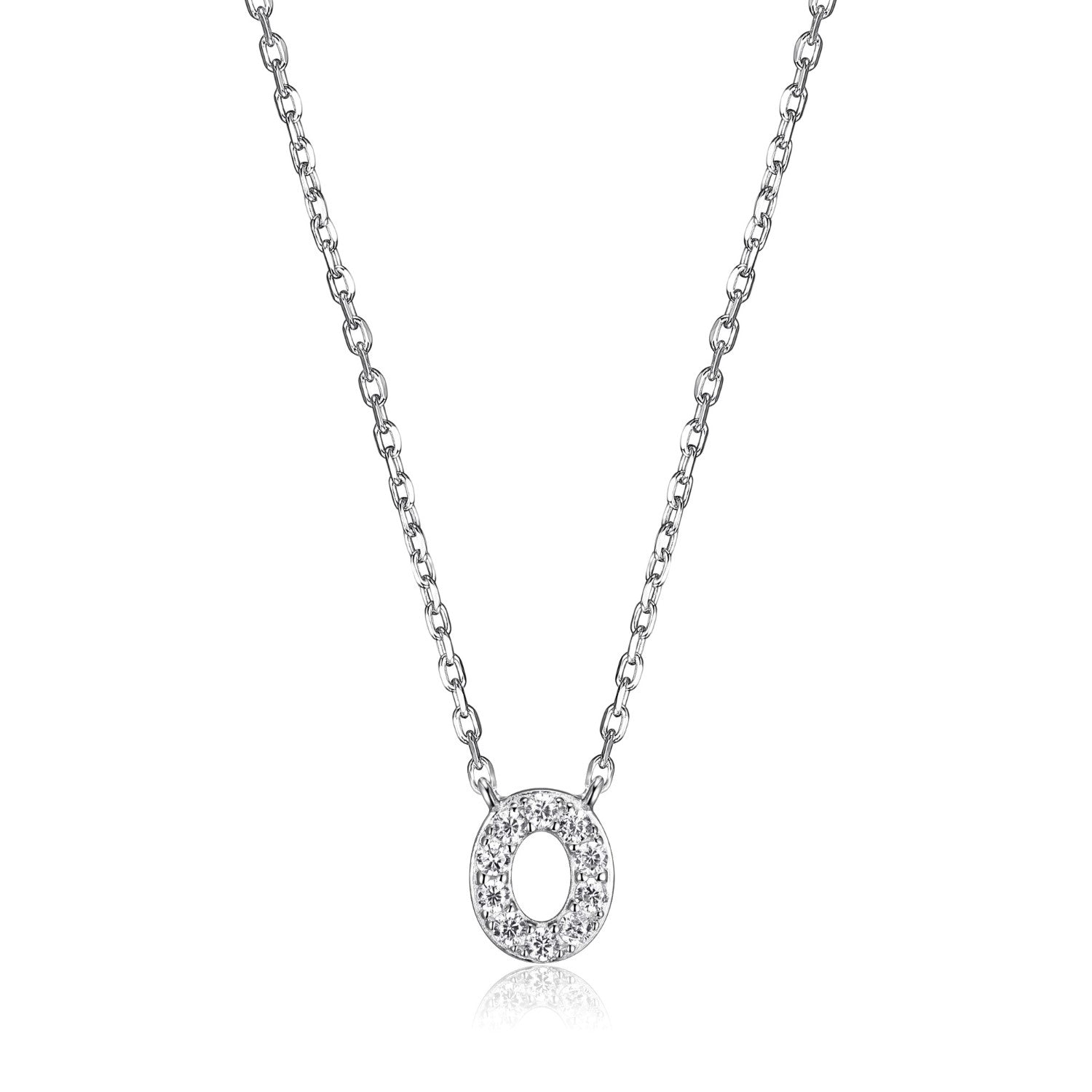 Initial O Necklace with CZ Accents