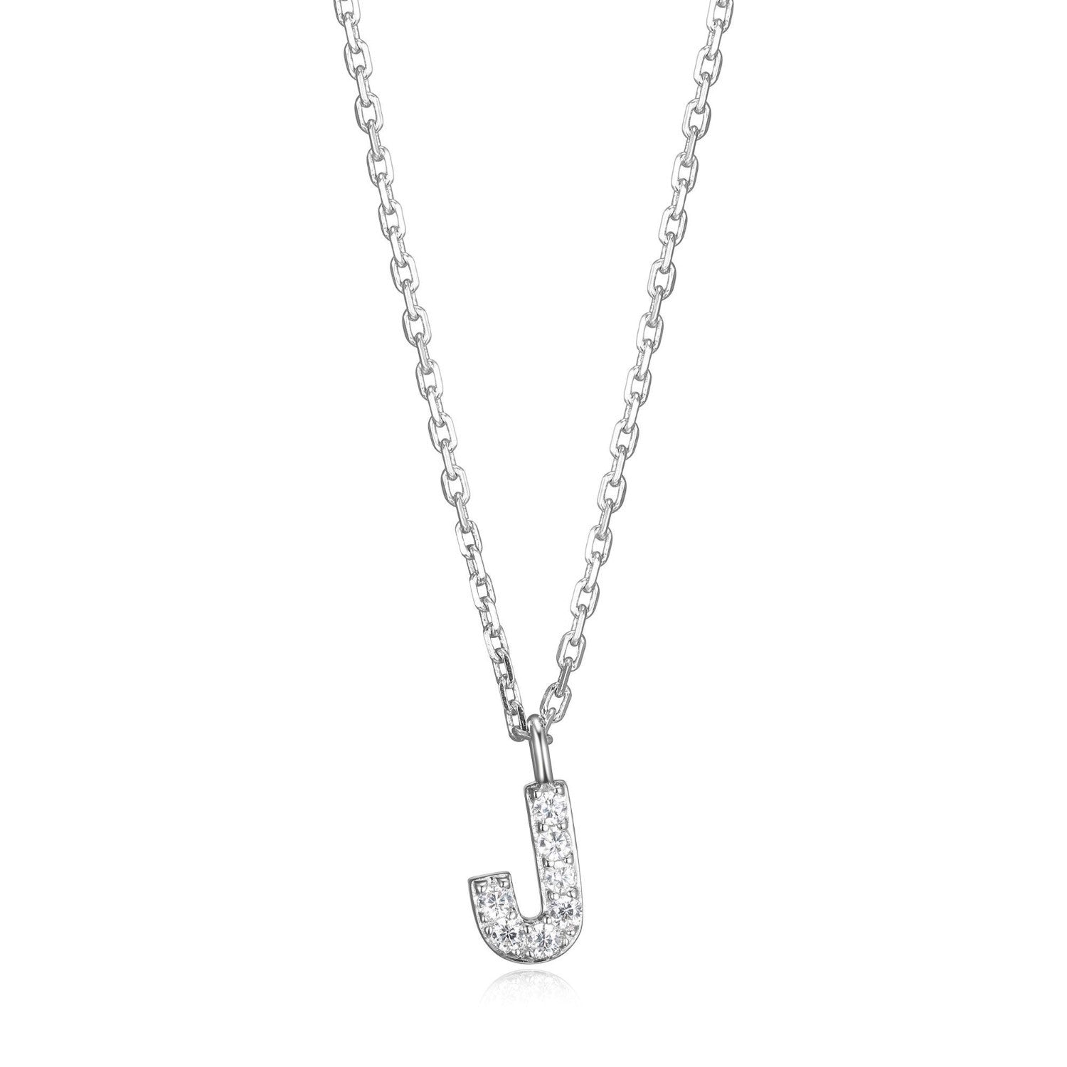 Initial J Pendant with CZ Accents