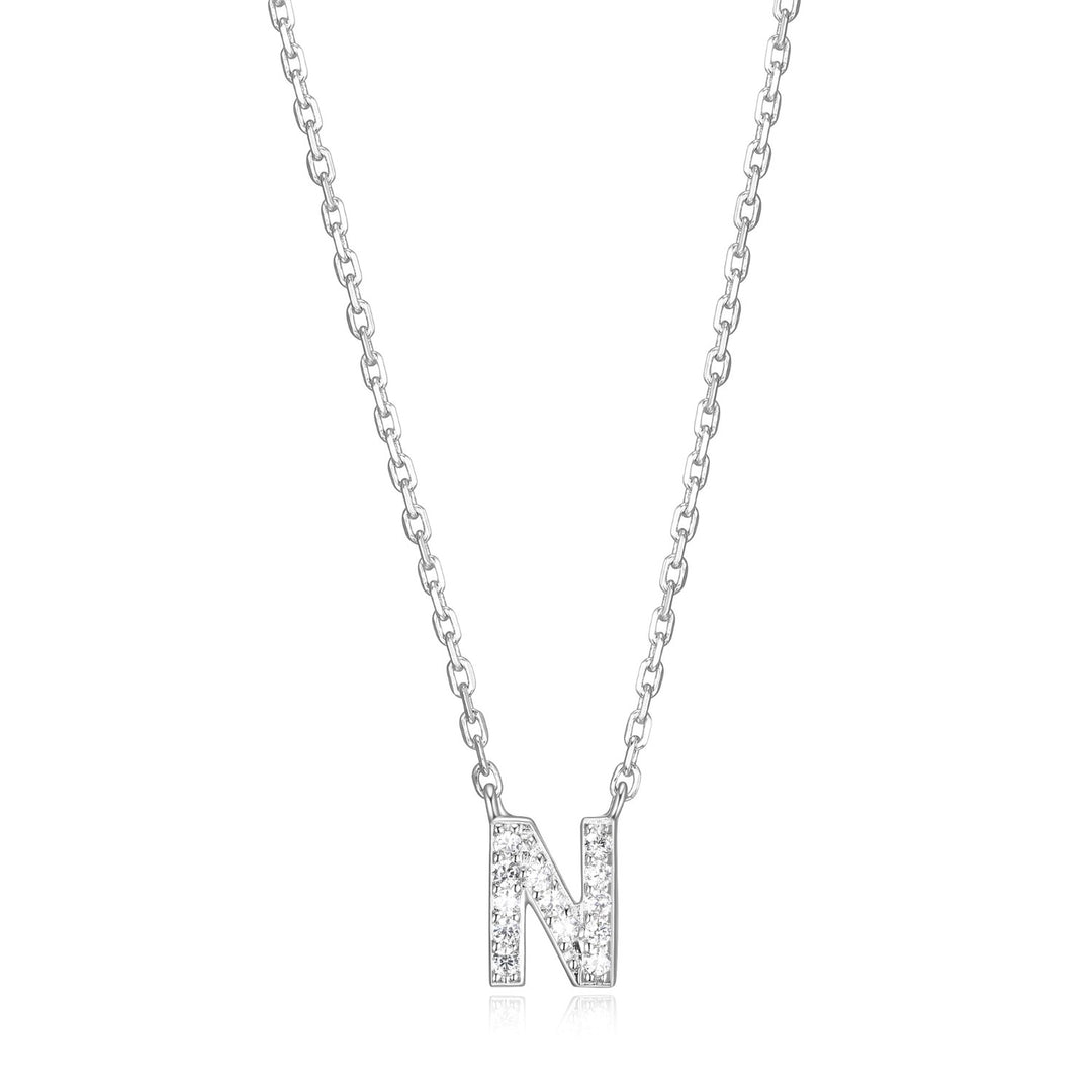 Initial N Pendant with CZ Accents, 18"