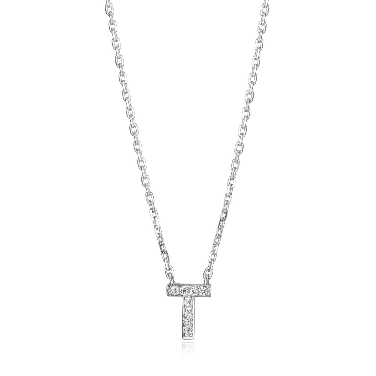 FINAL SALE - Initial T Pendant with CZ Accents.