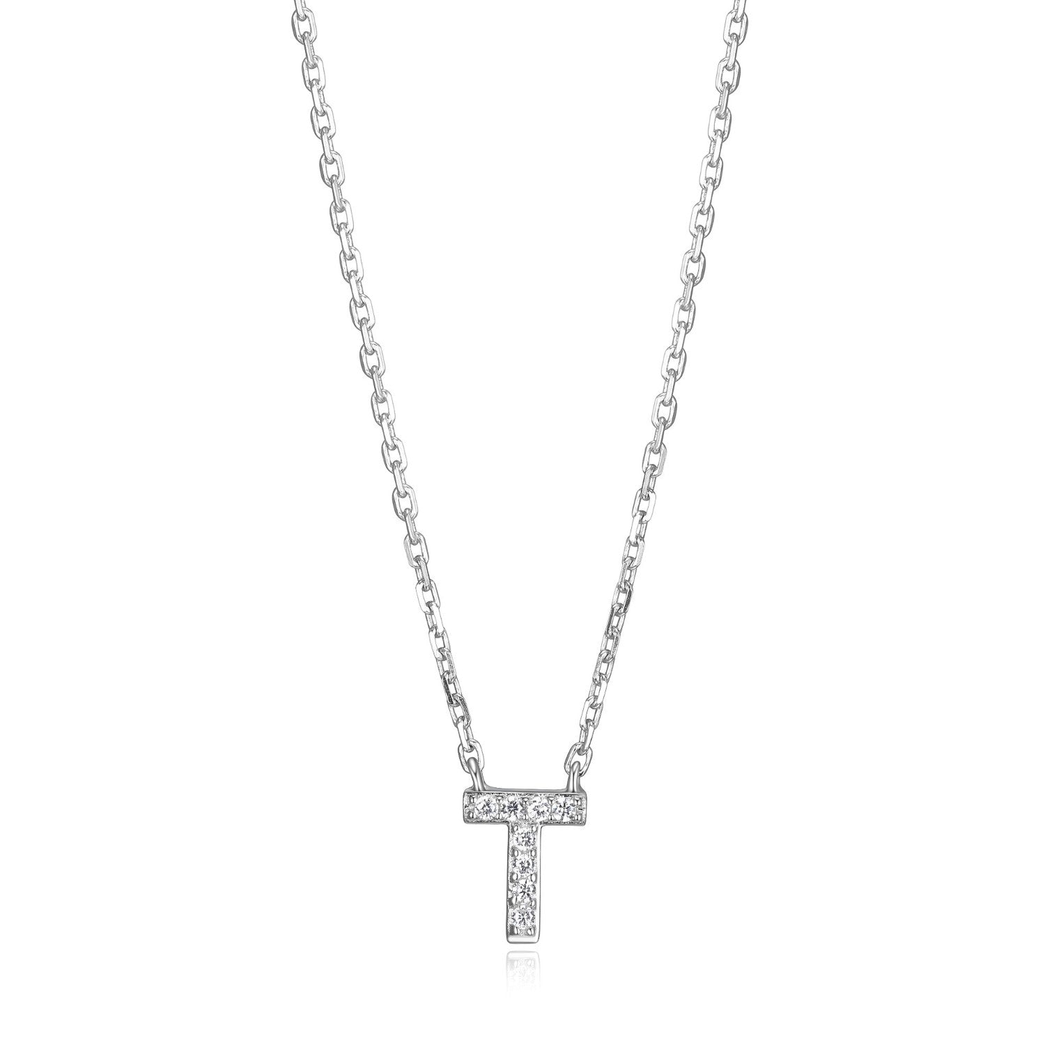 Initial T Pendant with CZ Accents.