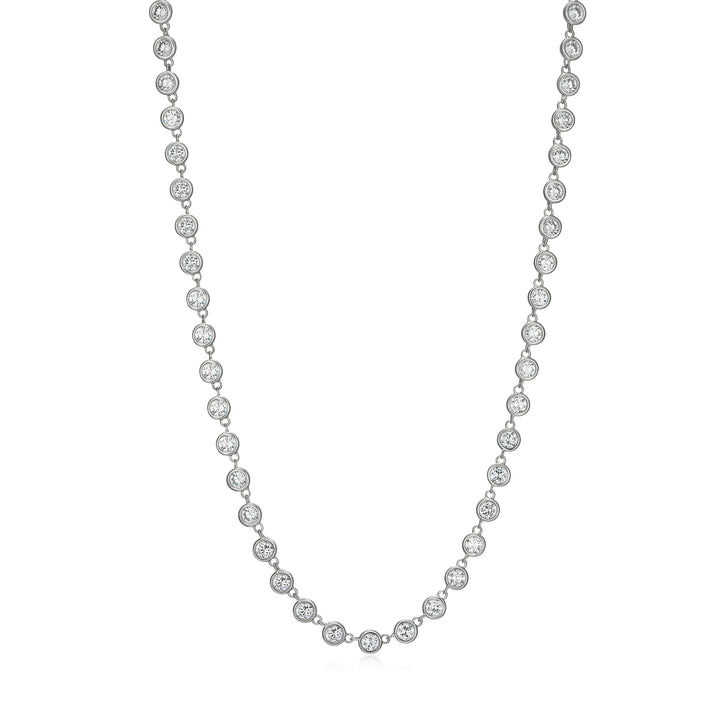 Sterling Silver 3mm Bezel-Set Diamondlite CZ Riviere Necklace
