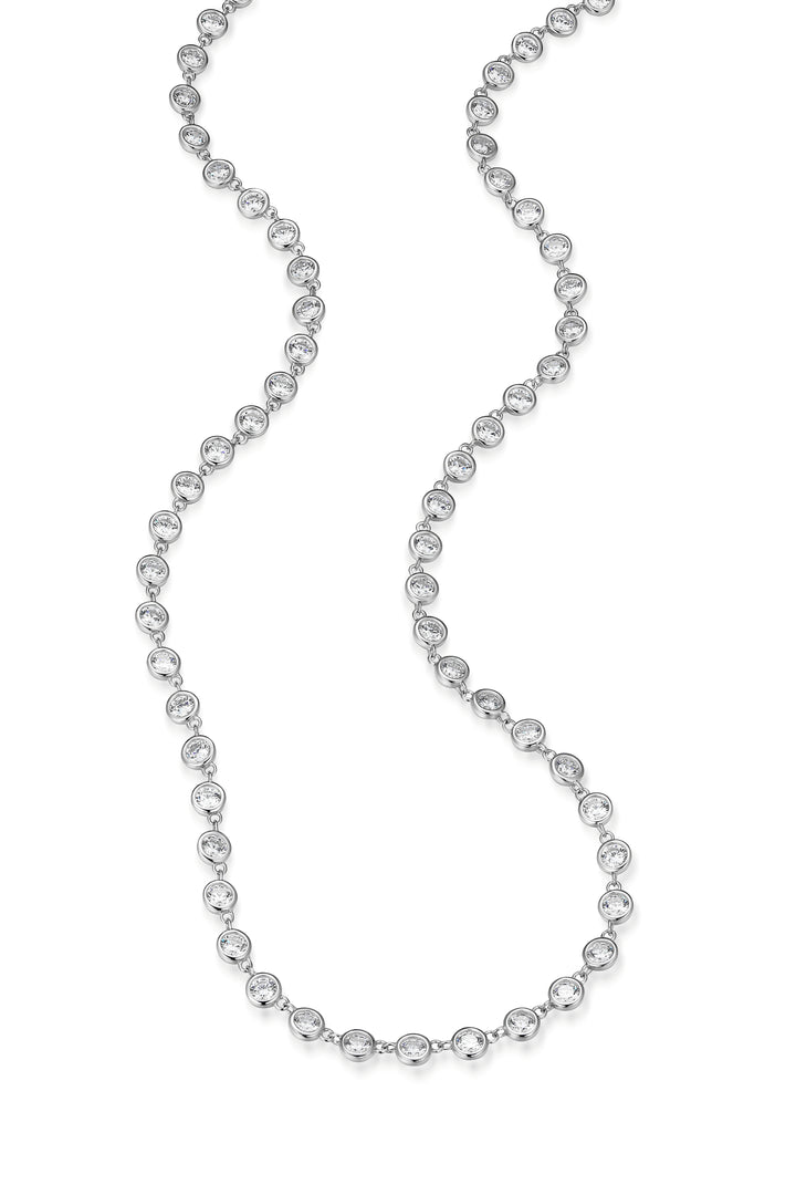 Sterling Silver 3mm Bezel-Set Diamondlite CZ Riviere Necklace