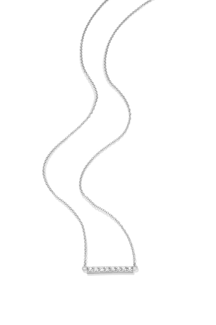 Sterling Silver Sideways Bar Necklace with Diamondlite CZ Accents