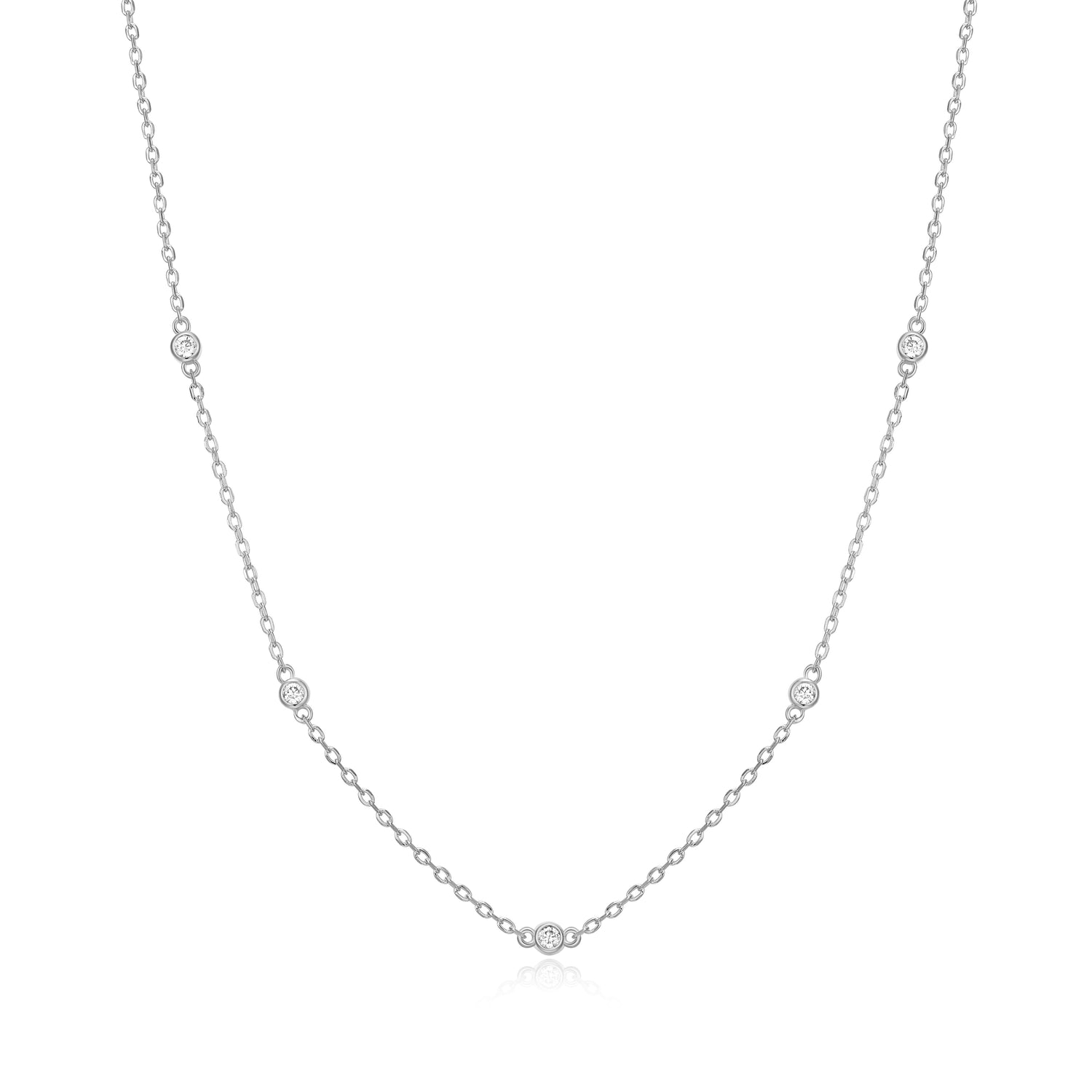 "M" Lab-Created Diamond 5-Stone Station Necklace