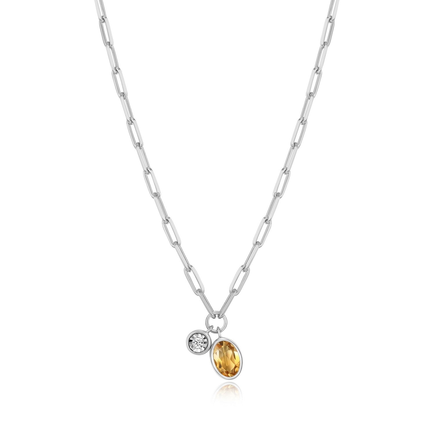 Citrine & Lab-created Diamond Pendant