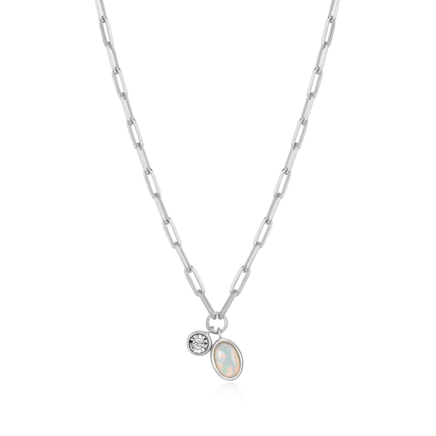 6x4mm Opal & Lab-created Diamond Pendant.