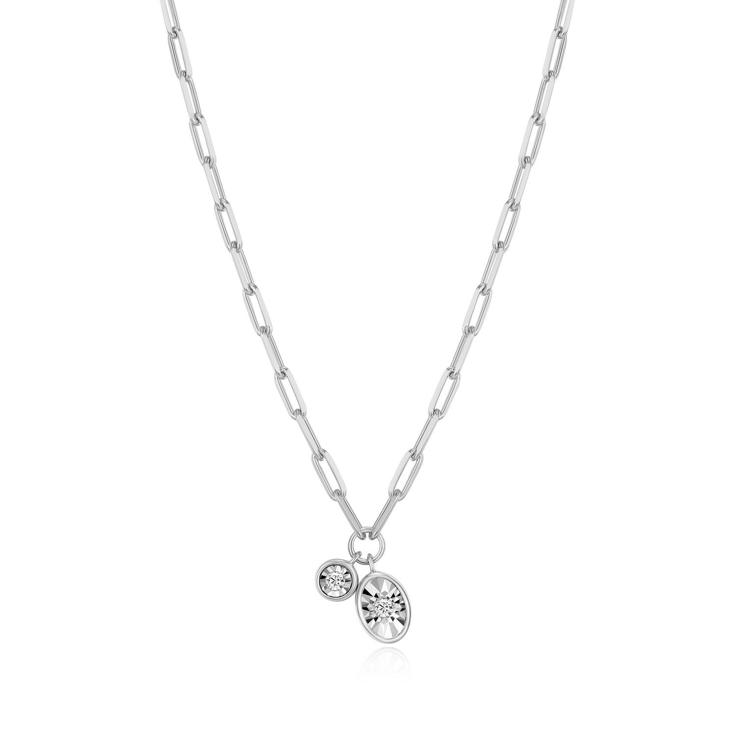 "M" April Birthstone Lab-Created Diamond Paperclip Necklace