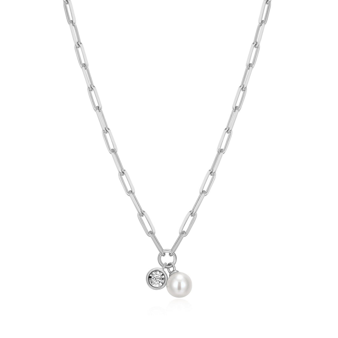 Pearl & Lab-created Diamond Pendant.