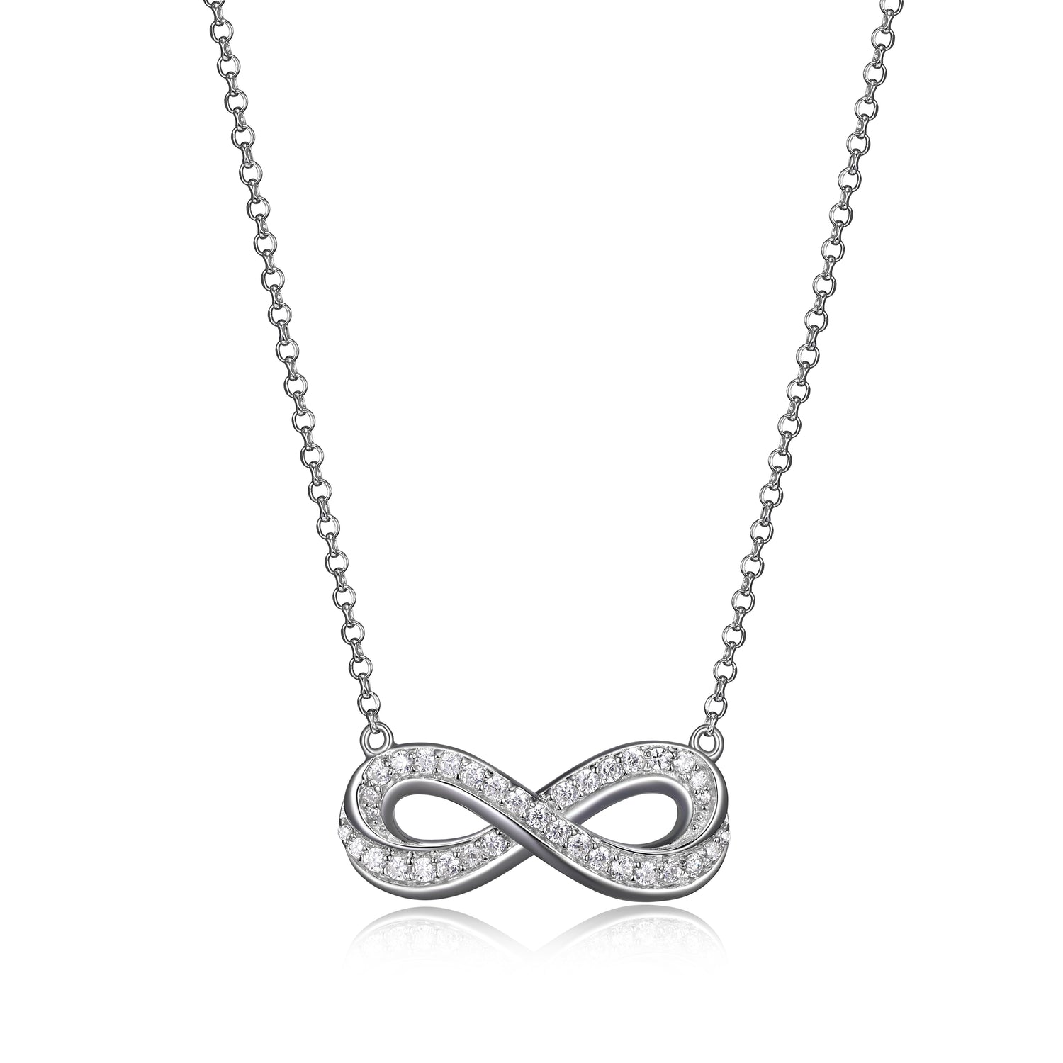ELLE "Scintillation" Sterling Silver Infinity CZ Necklace