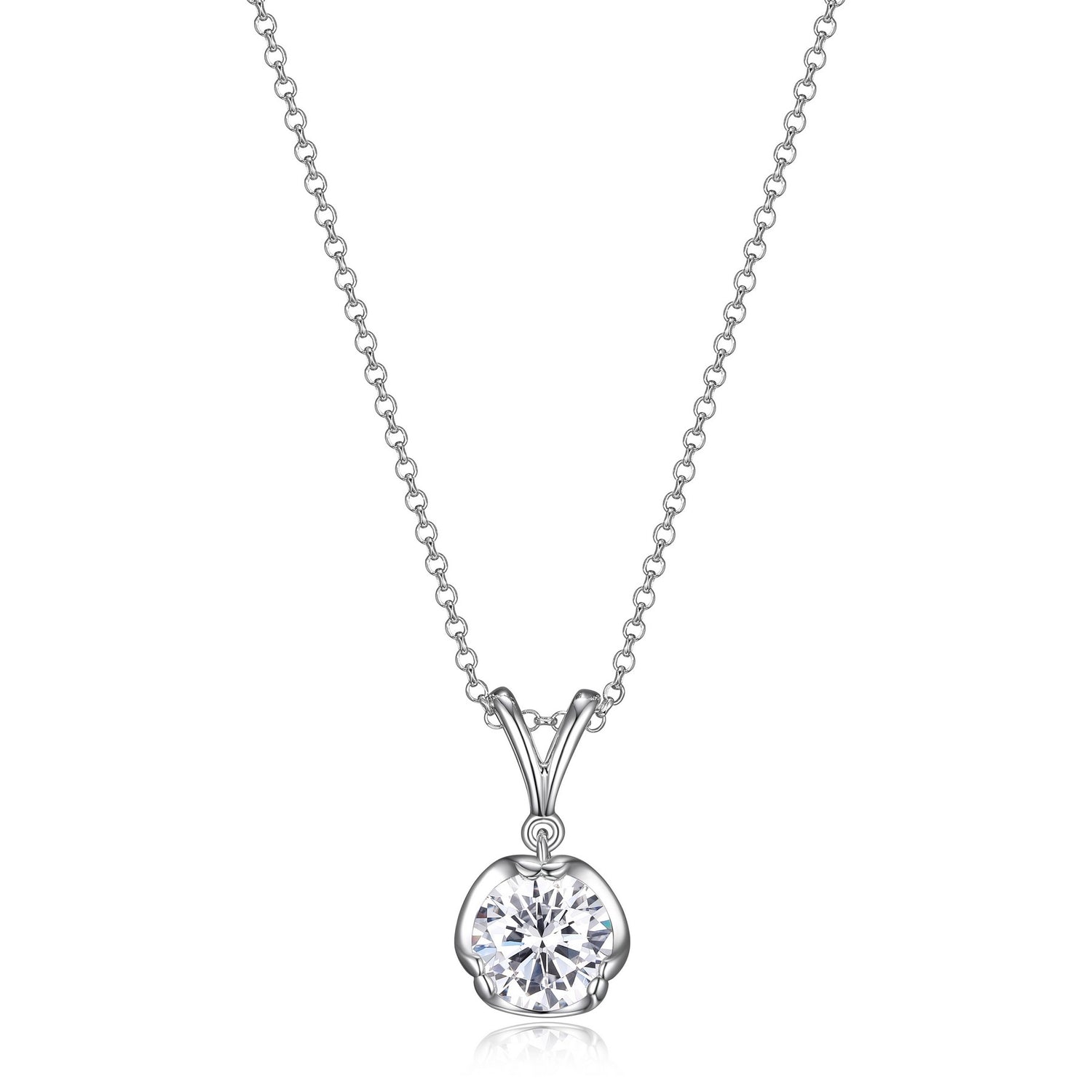 ELLE "Promise" 8mm Round CZ Solitaire Necklace