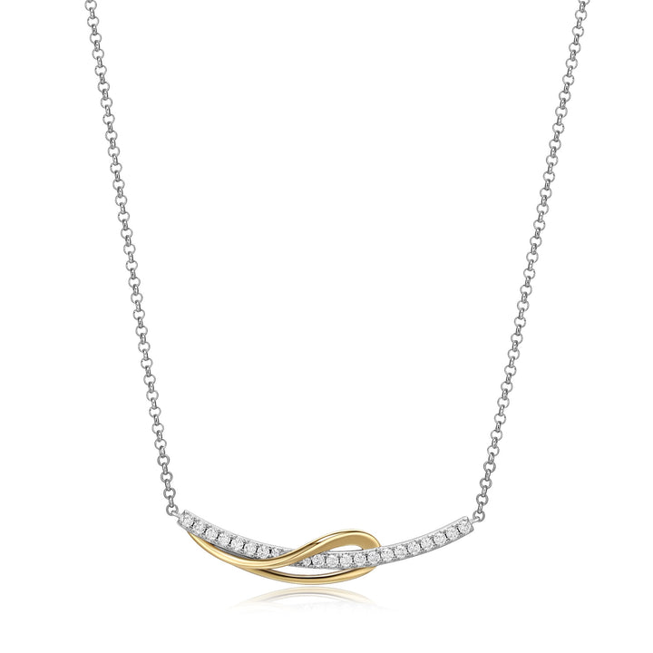 Curved Bar Two Tone Necklace