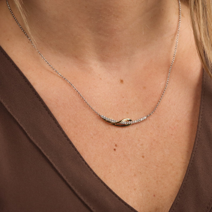 Curved Bar Two Tone Necklace