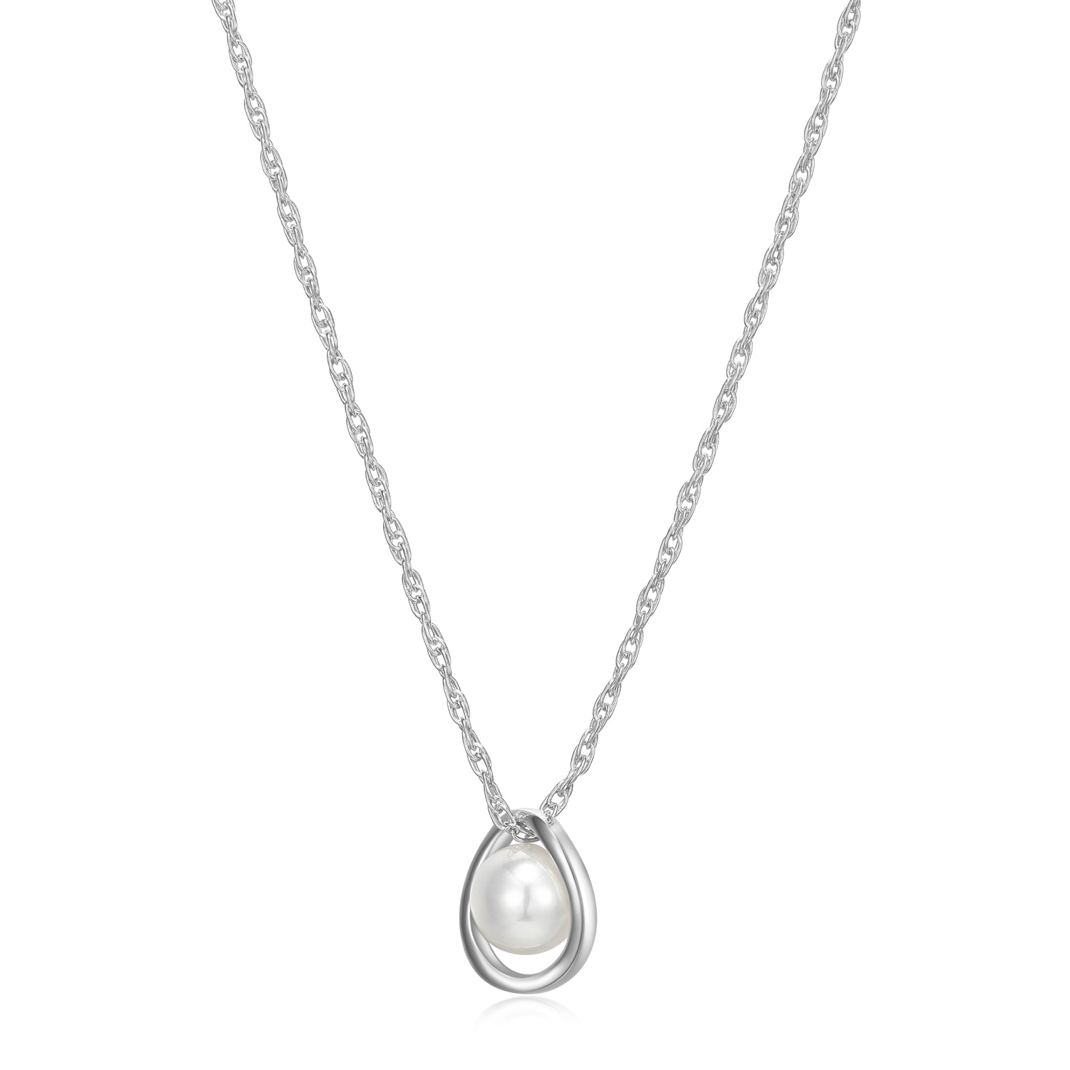 ELLE "Luna" Sterling Silver Genuine Pearl Pendant Necklace