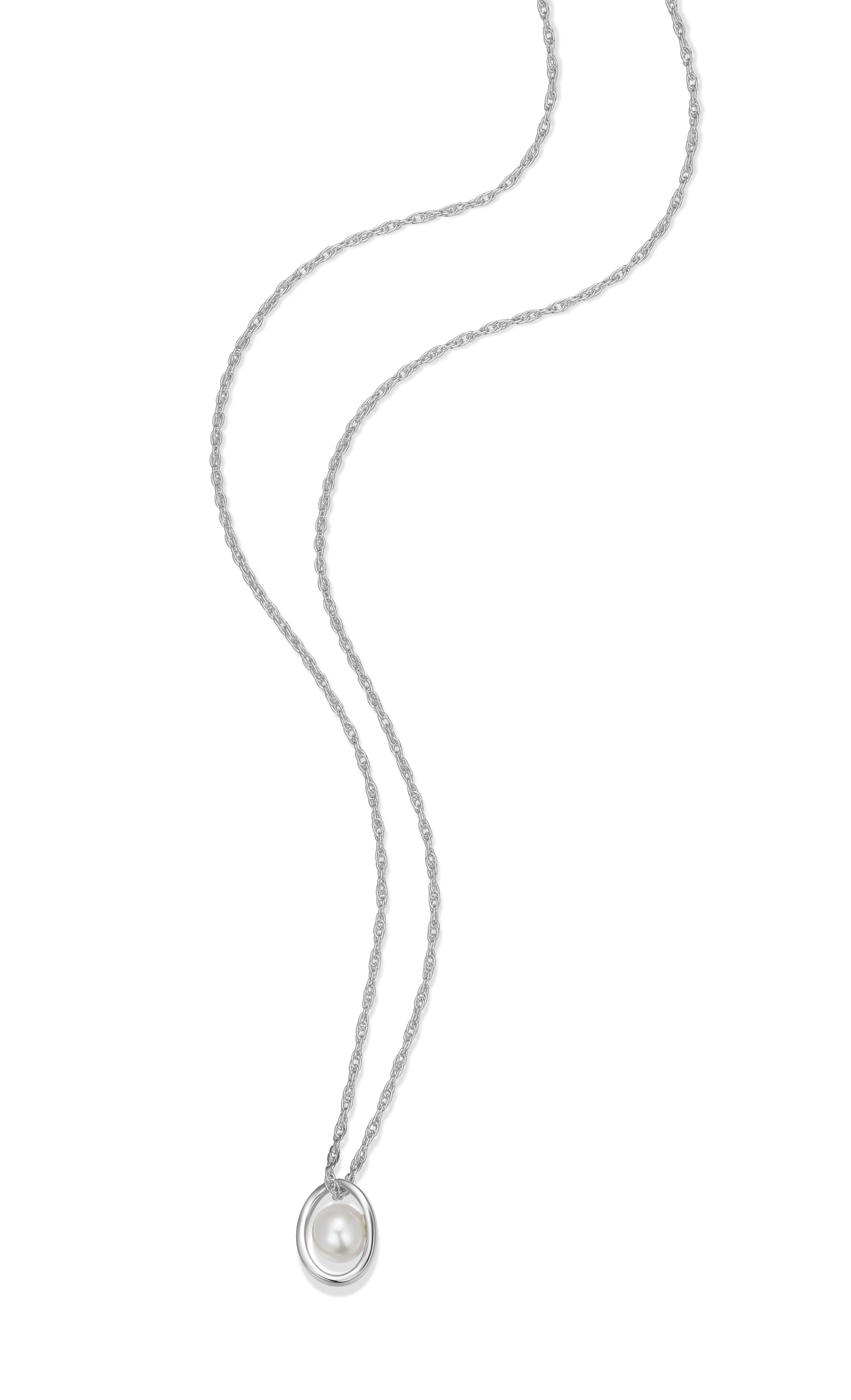 ELLE "Luna" Sterling Silver Genuine Pearl Pendant Necklace
