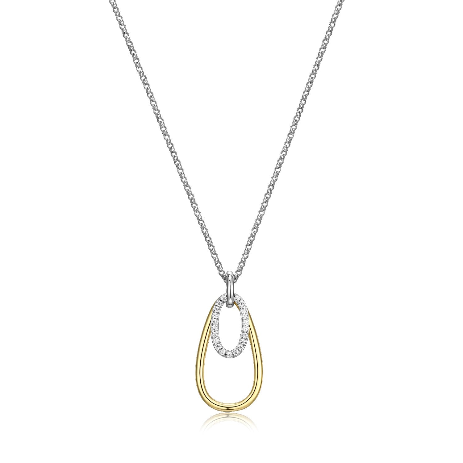 ELLE "Circadia" Two-Tone Pear & Pavé Oval Necklace