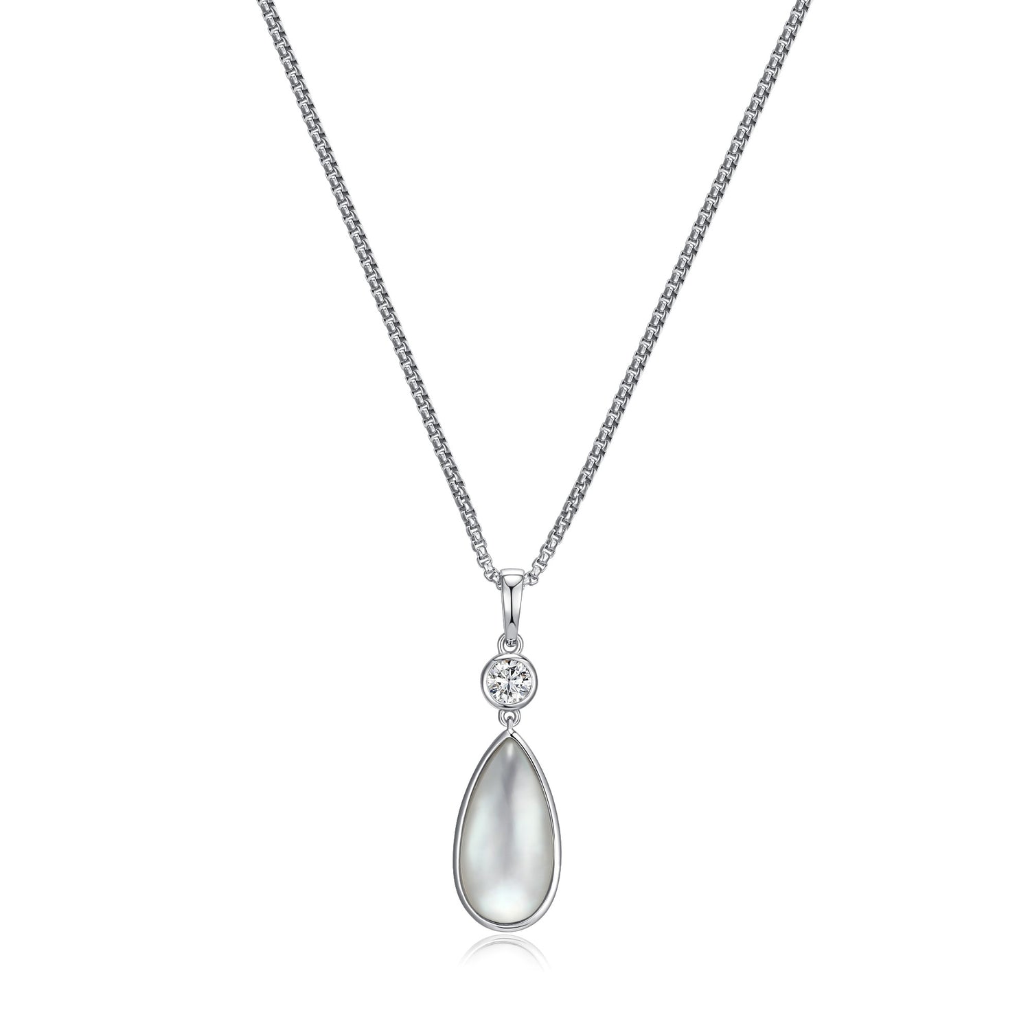 White Mother-of-pearl Doublet Pendant with CZ Accents.