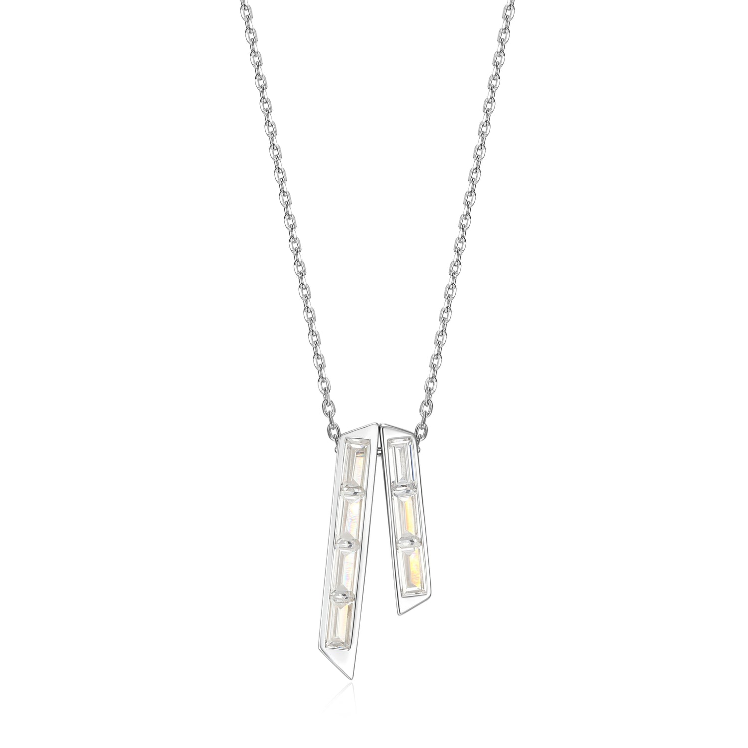 ELLE "BAGUETTE" rhodium plated
