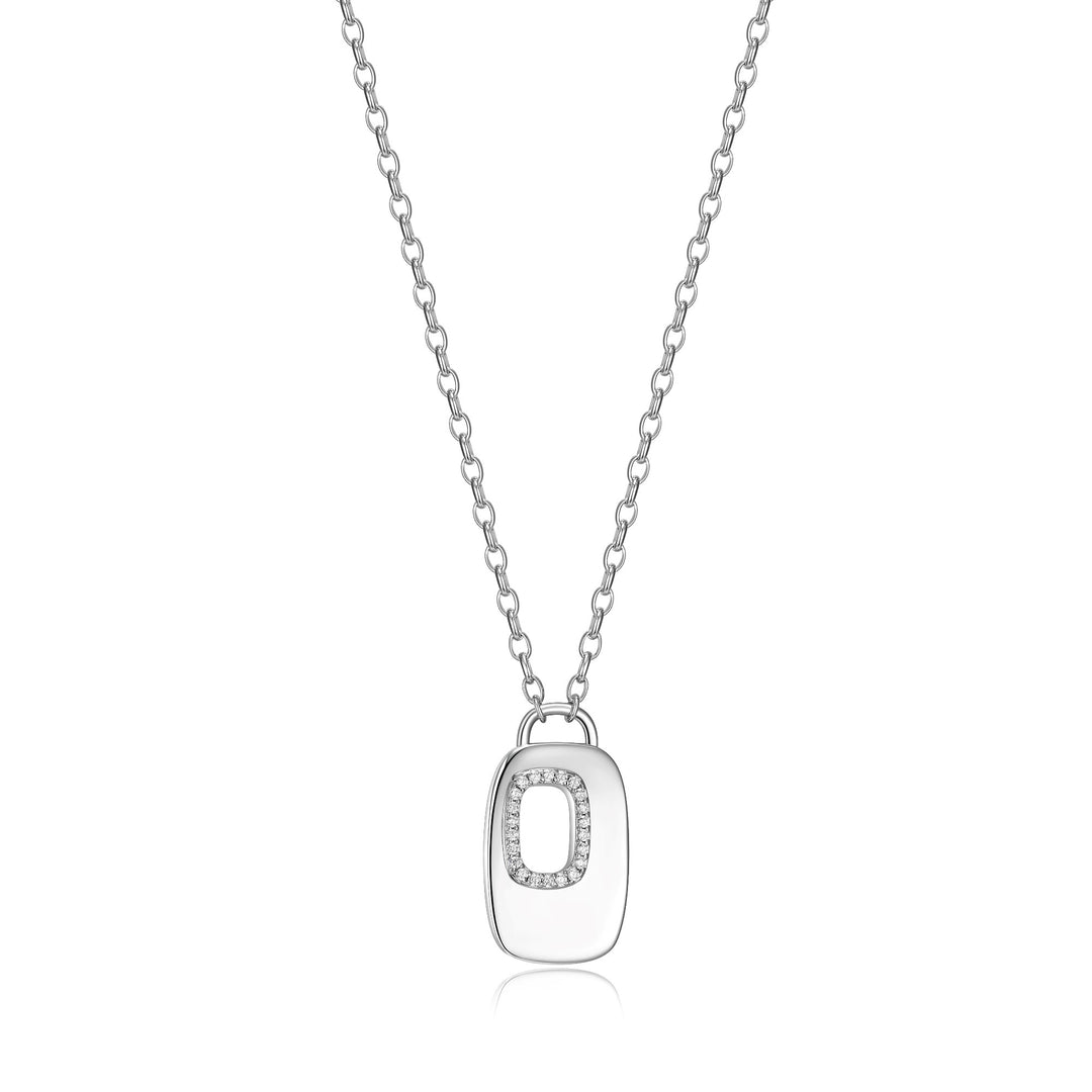 Cushion Shaped Rectangle Cut Out Pendant with CZ Accents.