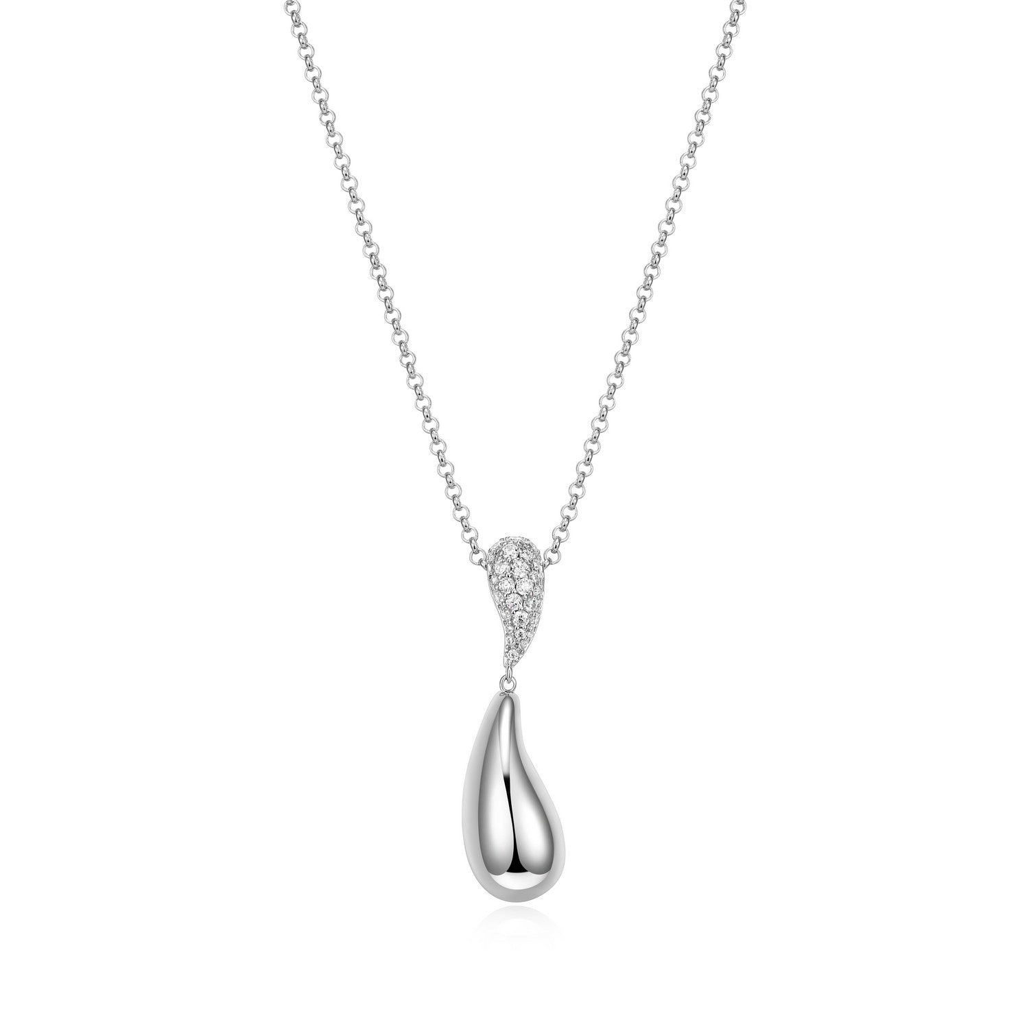 ELLE "Raindrop" Pavé CZ Sterling Silver Pendant Necklace