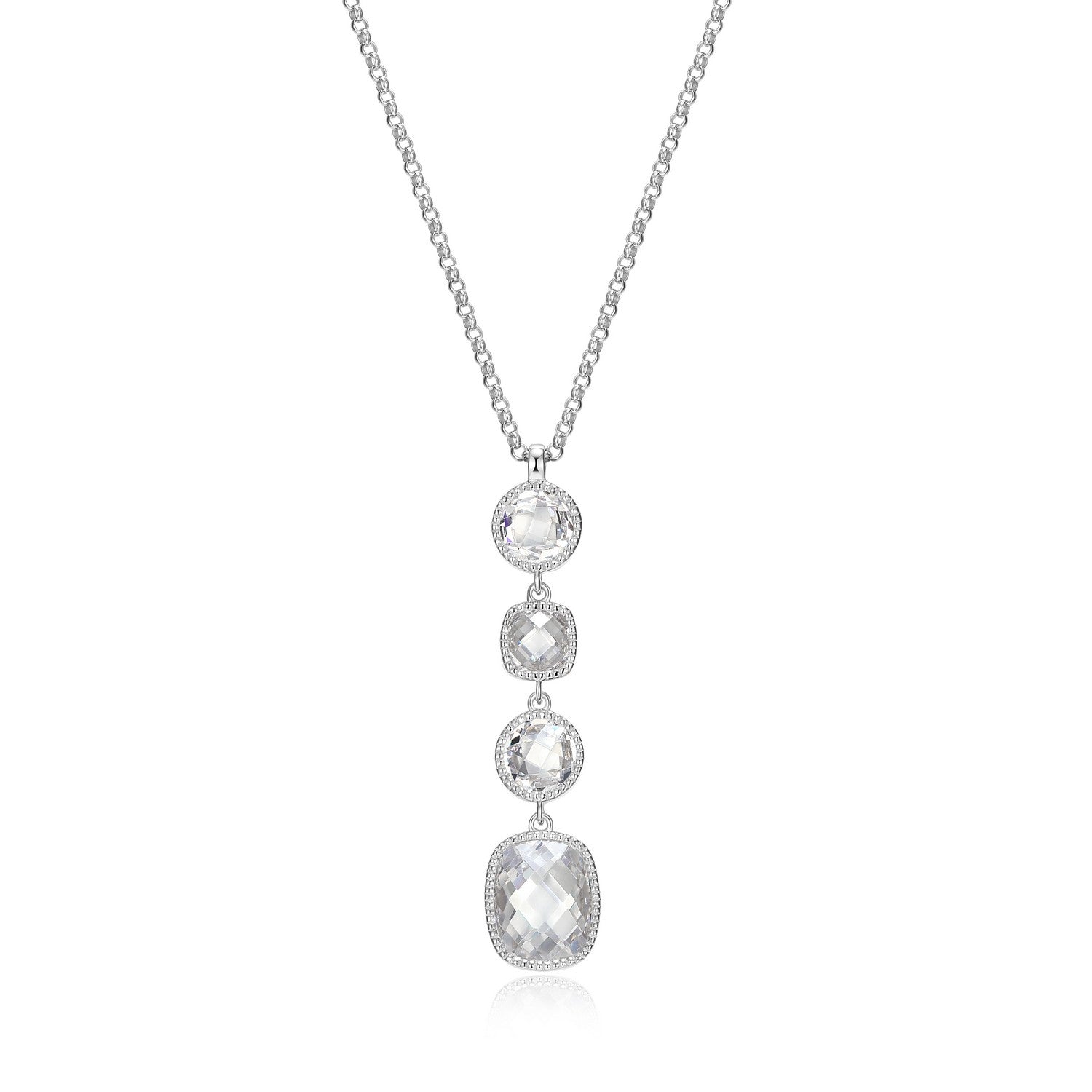 Graduated Checkerboard Cut Long Drop Pendant