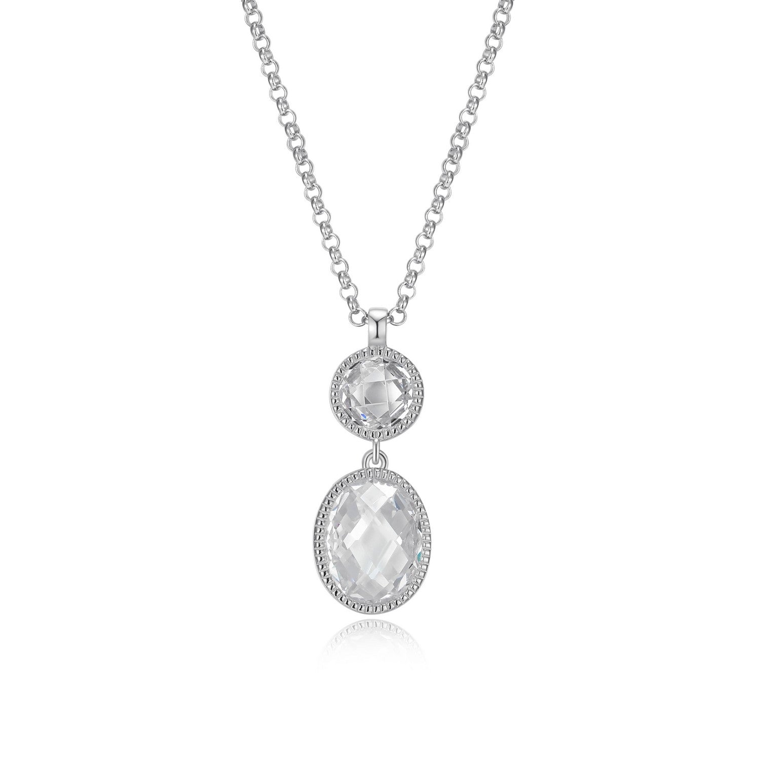 Checkerboard Cut Oval CZ Pendant.