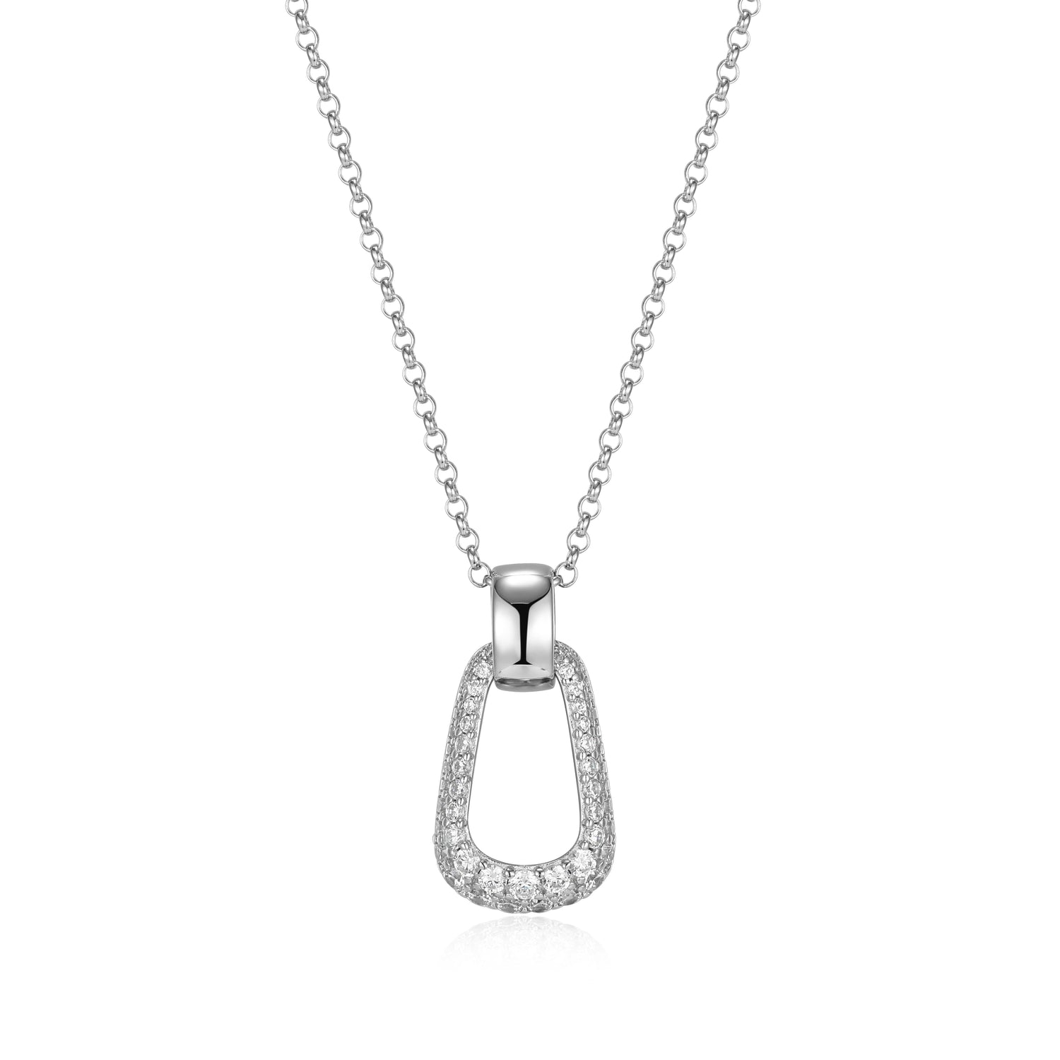 Versatile Brilliance: ELLE "Citadel" Reversible Pavé CZ Pendant Necklace