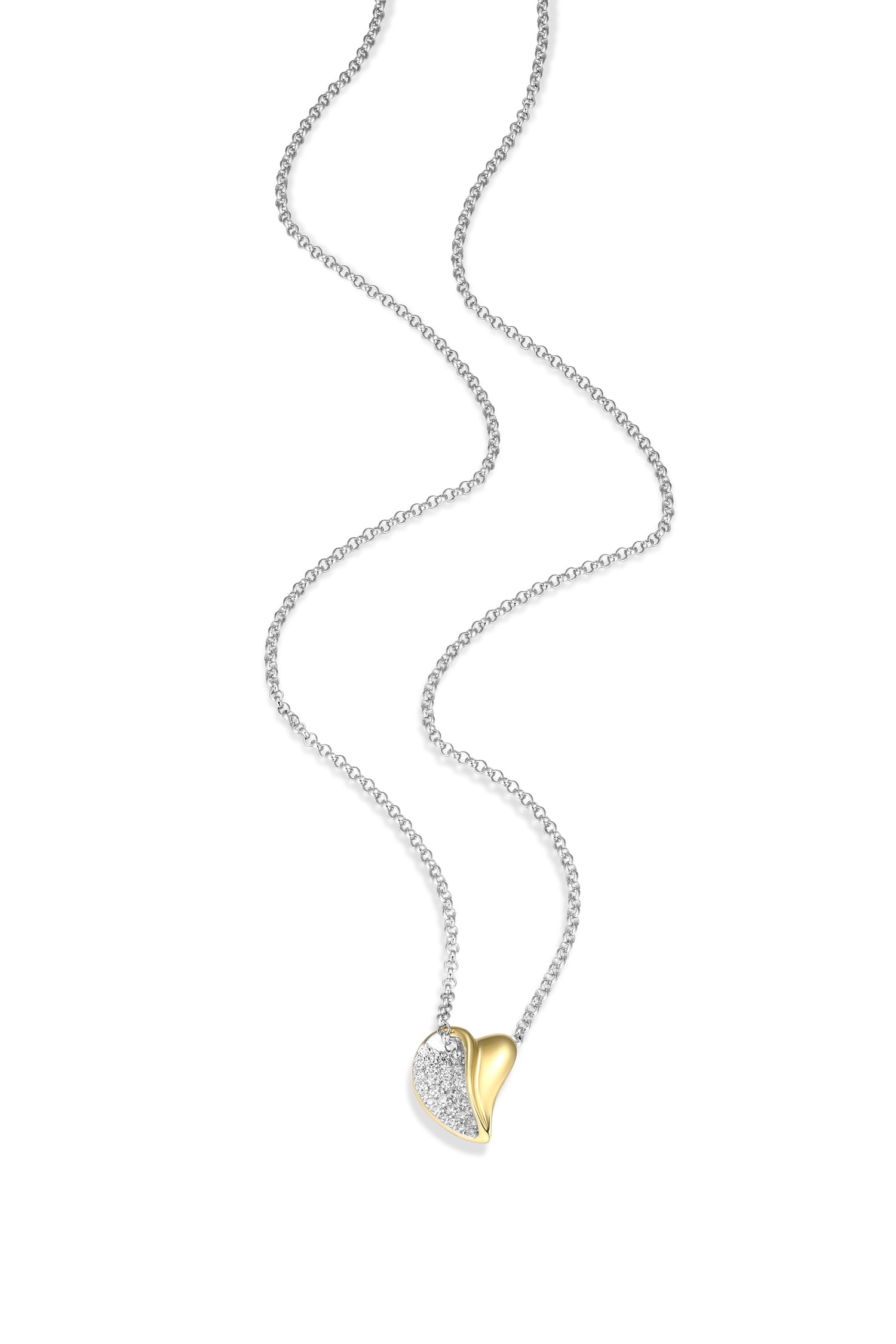 ELLE "Amour" Two-Tone Sterling Silver Floating Heart Pendant