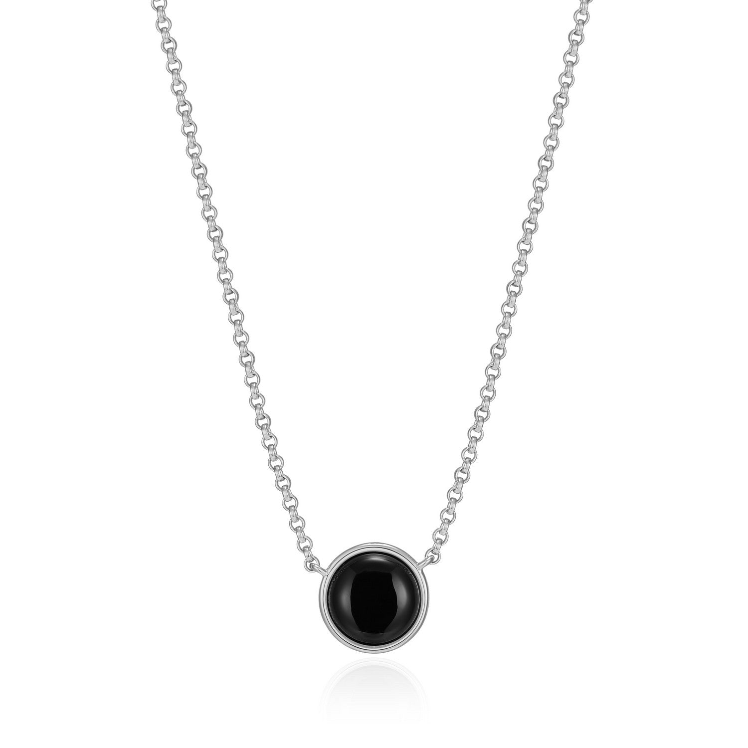 ELLE "Lustre" Sterling Silver Black Agate Necklace